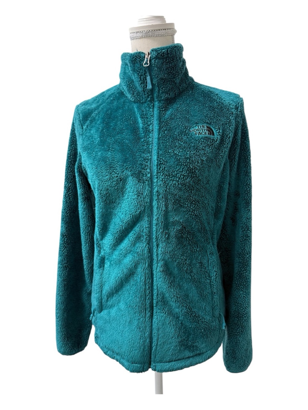 The North Face Teal Fuzzy Sherpa Fleece Full Zip Jacket Cozy Outdoor Women’s